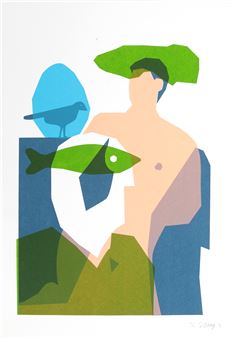 Man met vis en vogel - Stang Gubbels