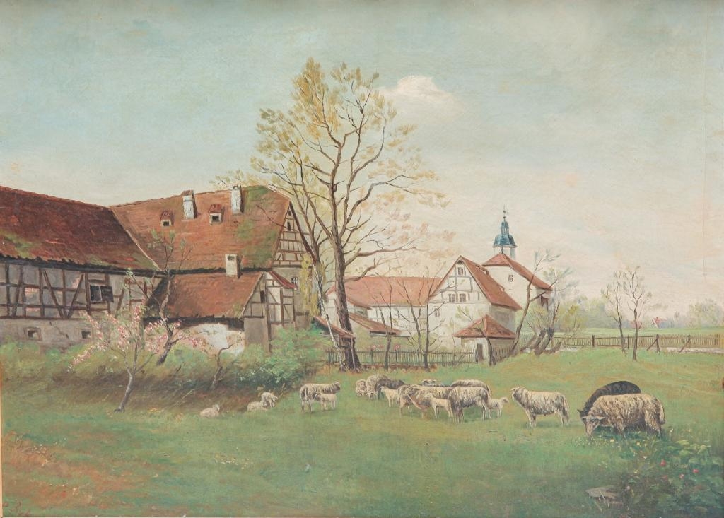 English School, 19th Century | COTTAGE SCENE WITH SHEEP. | MutualArt