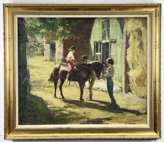 Harry Freckelton | Adjusting Her Stirrup, child on a pony with parents ...