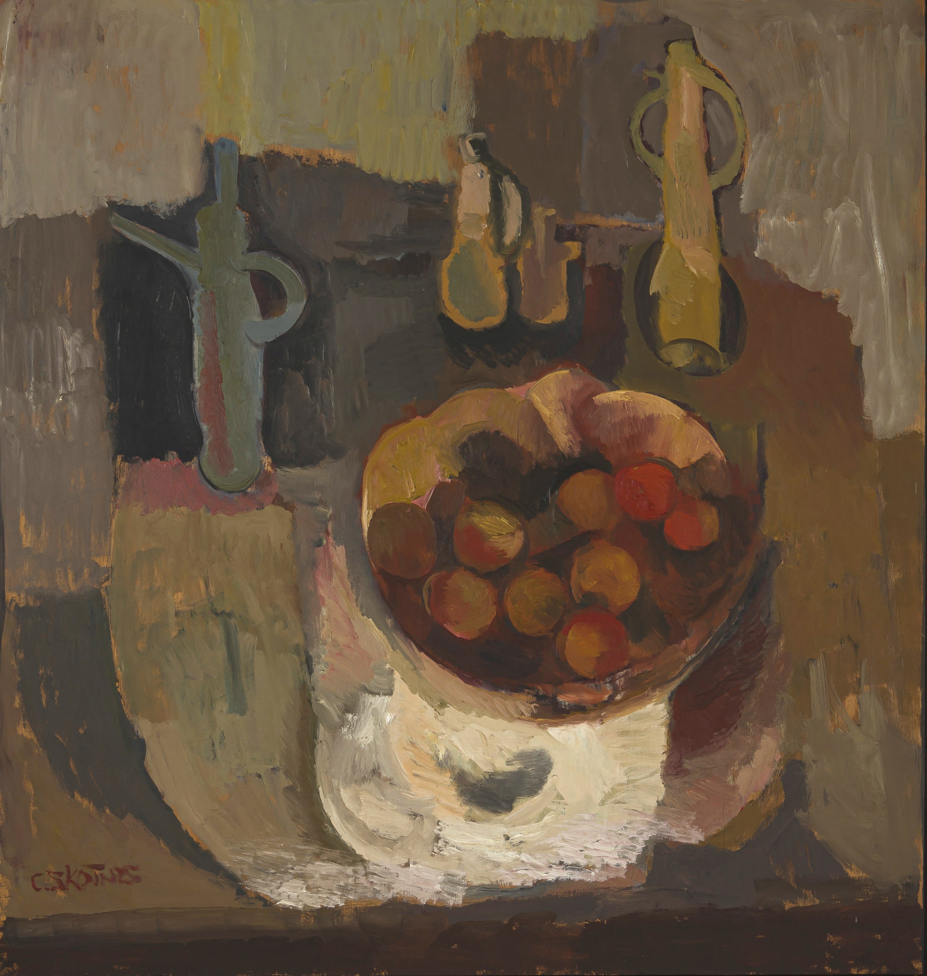 Still Life with Peaches in a Bowl and Vessels on a Table