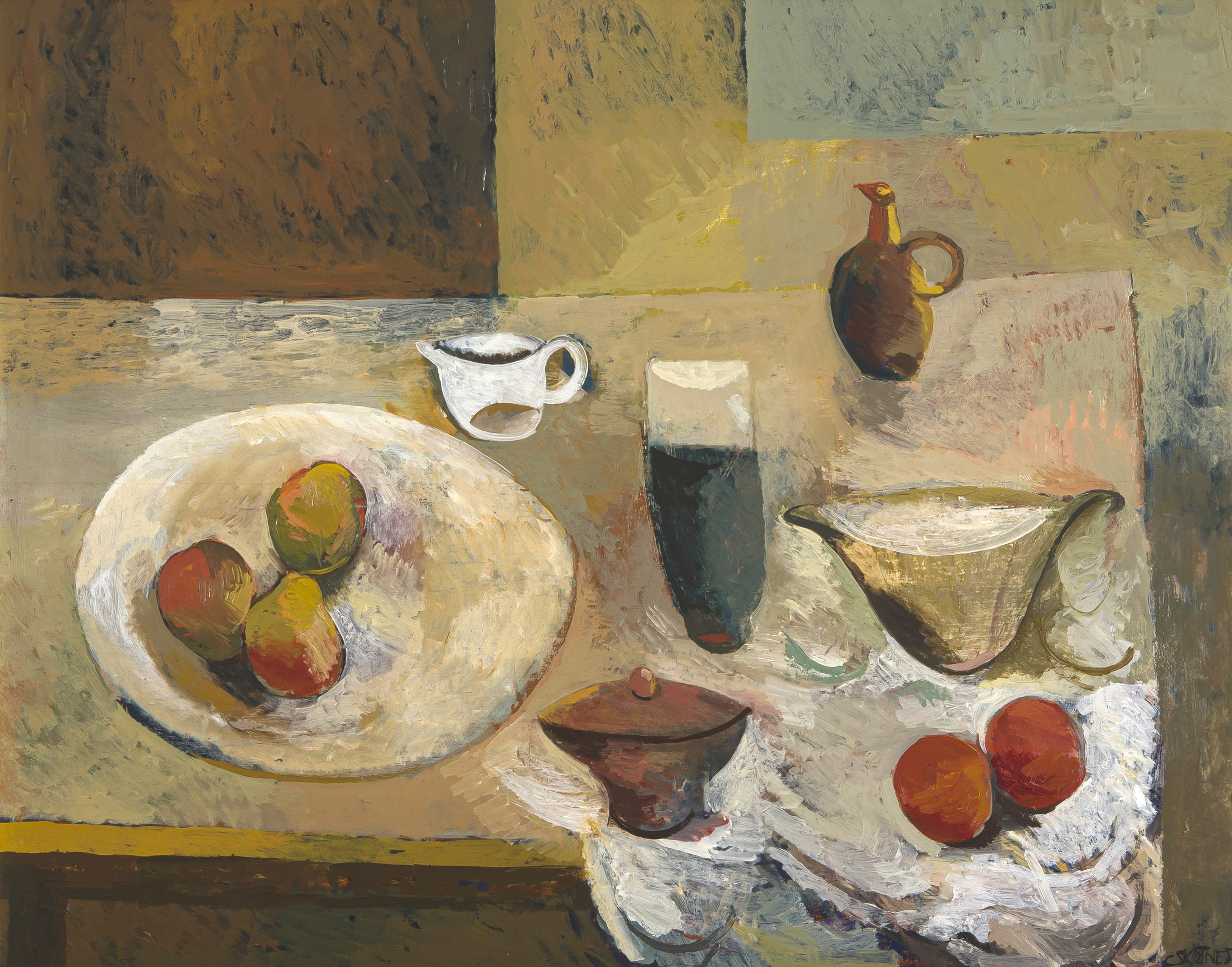 Still Life with Vessels and Fruit on a Table