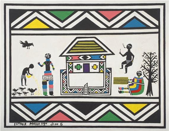 Feeding Time by Esther Mahlangu, dated 2005
