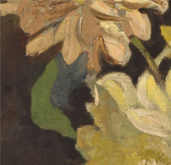 Freida Lock | Dahlias in a Brown Vase (1938) | MutualArt