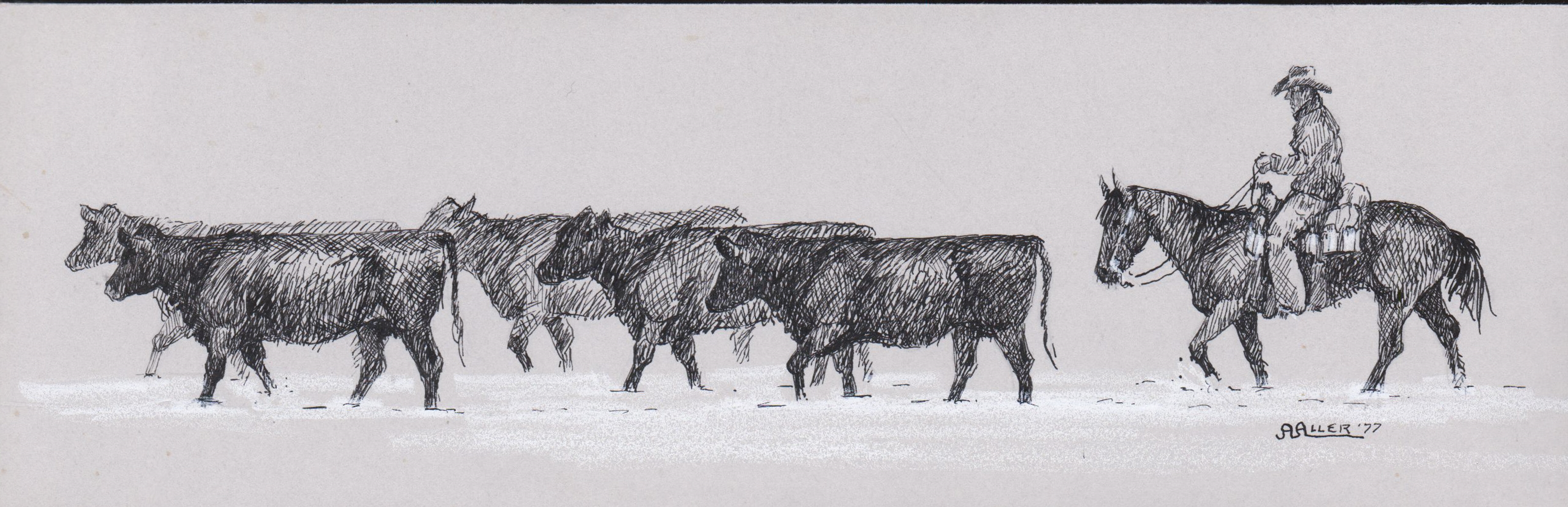 Artwork by Anne Aller Overstreet, Montana, Made of ink/gouache.