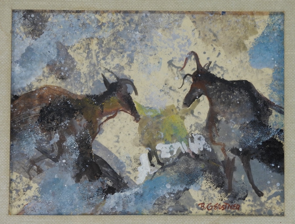 Artwork by Bernard Gerstner, Bernard Gerstner Wild Bull WC Painting, Made of Watercolor on paper
