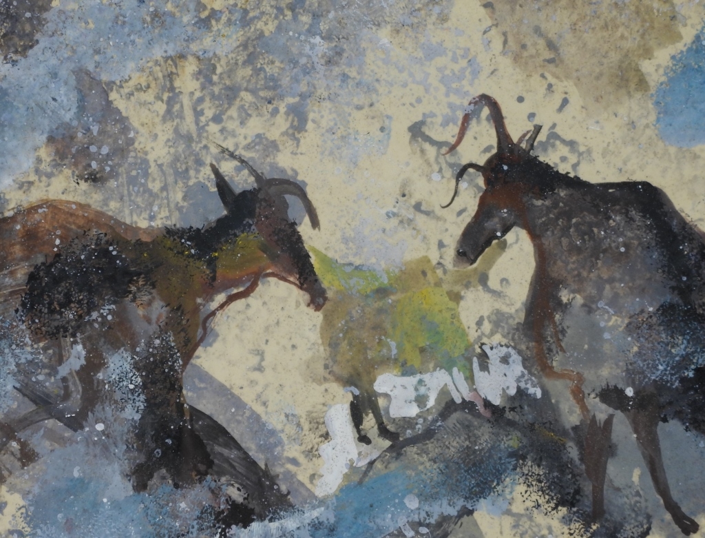 Artwork by Bernard Gerstner, Bernard Gerstner Wild Bull WC Painting, Made of Watercolor on paper