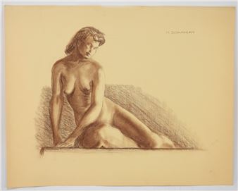 Nevart Dohanian Lounging Nude Figure Study - Nevart Dohanian