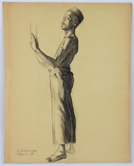 Nevart Dohanian Nubian Male Figure Drawing by Nevart Dohanian