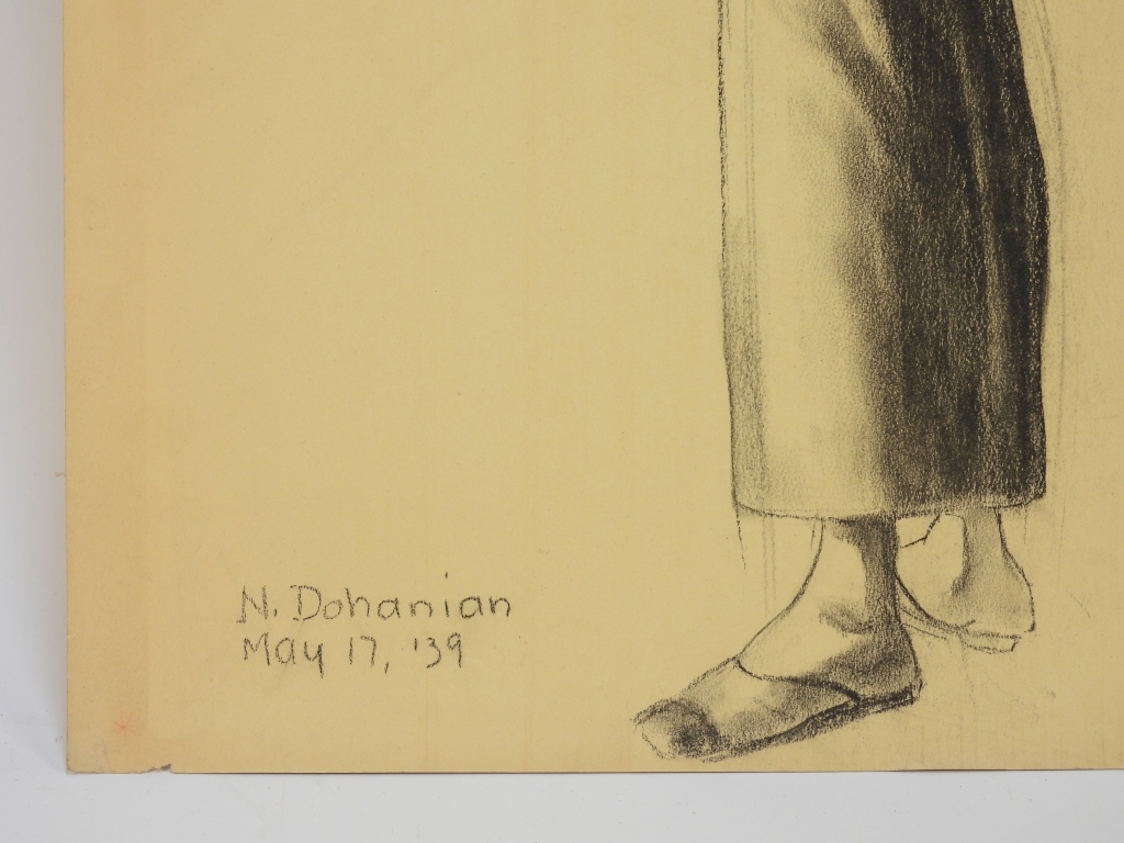 Artwork by Nevart Dohanian, Nevart Dohanian Nubian Male Figure Drawing, Made of Charcoal on paper