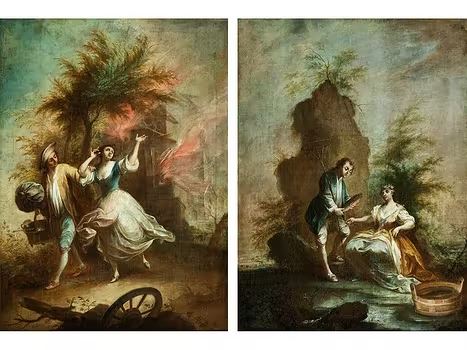 PAAR AUF DER FLUCHT VOR DEM FEUER