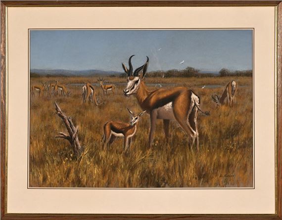 Vic Andrews | Springbok Mother and Calf | MutualArt