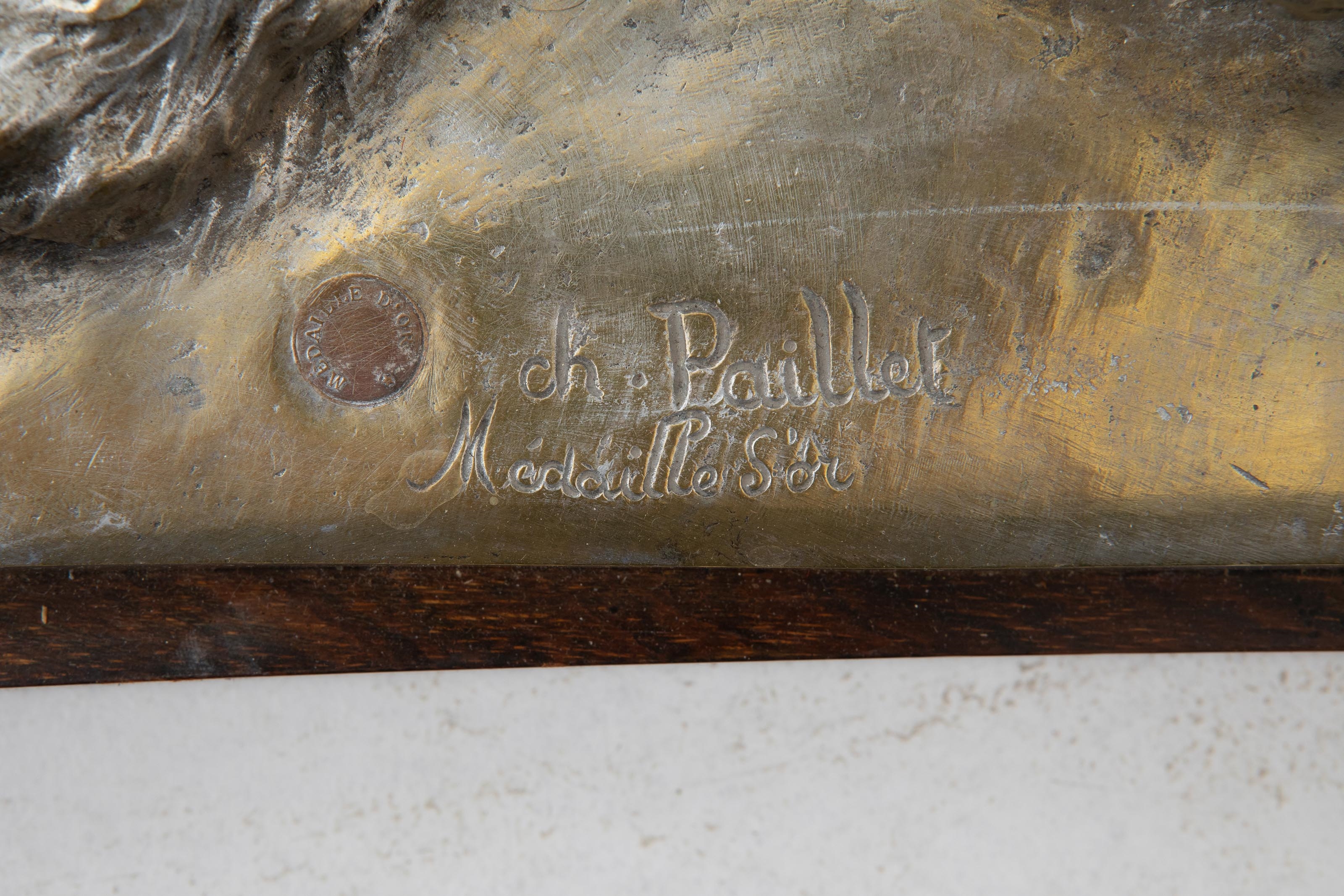 Artwork by Charles Paillet, Dog with two puppies, Made of Bronze, silver