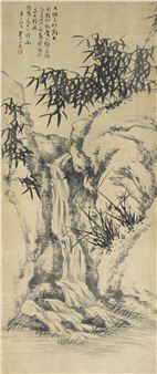 Orchids and Bamboo by a Waterfall - Song Nian