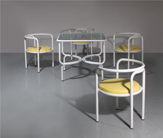 Suite de quatre chaises et une table de la série "Locus Solus" by Gae Aulenti, 1964