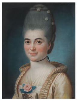 Portrait de Madame Fabre, une rose à son bustier. - Joseph de Saint-Michel