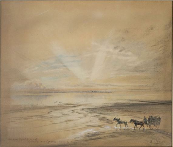 At Mont Saint-Michel, the Genets Car in the Bay. by Charles Jouas, 1907