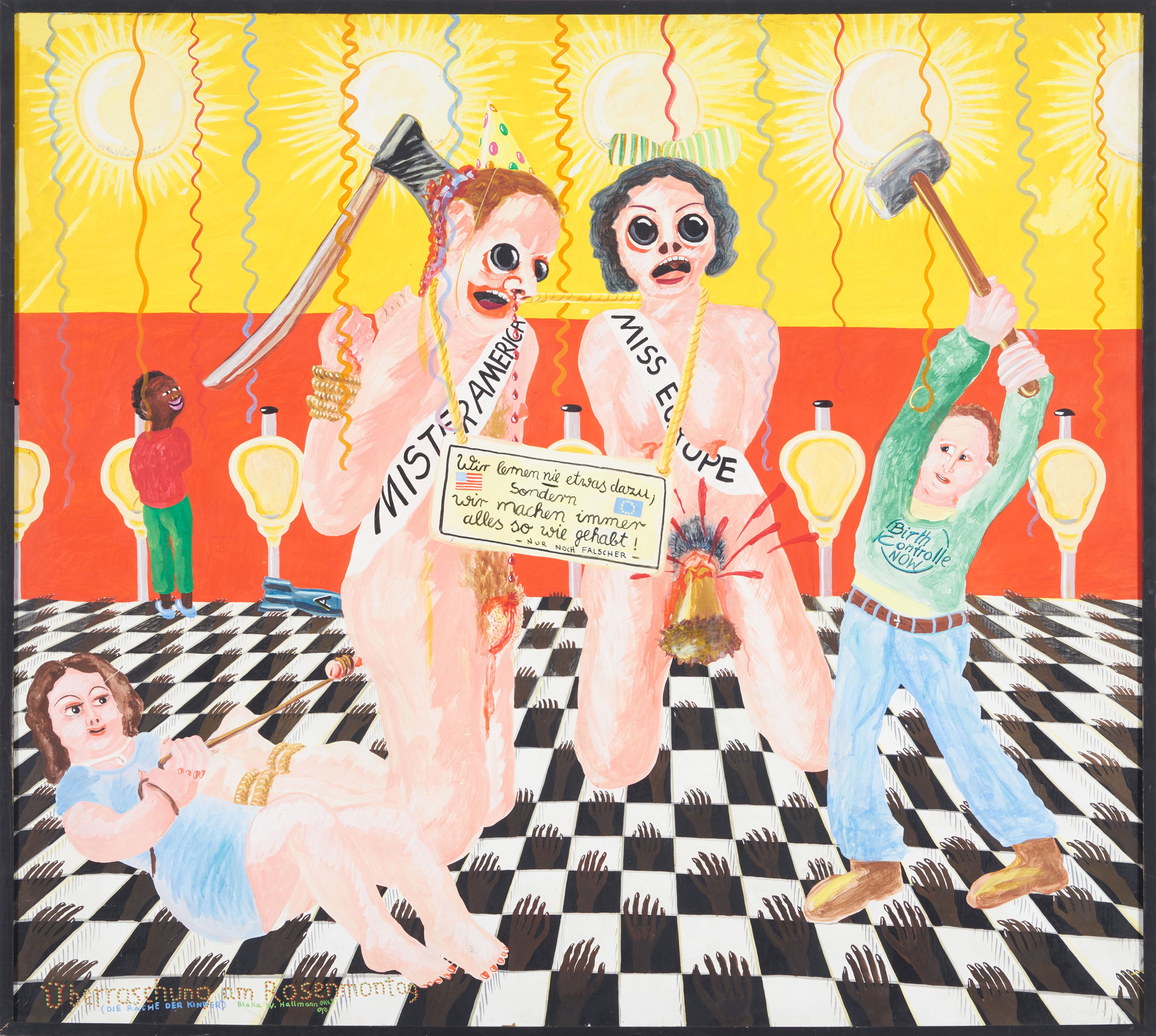 Artwork by Blalla W. Hallmann, "Die Rache der Kinder an ihren Eltern"., Made of Mixed media on wood