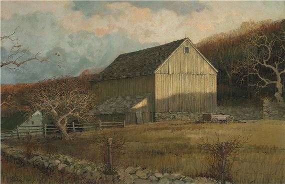 Autumn shadows (Northville barn) by Eric Sloane