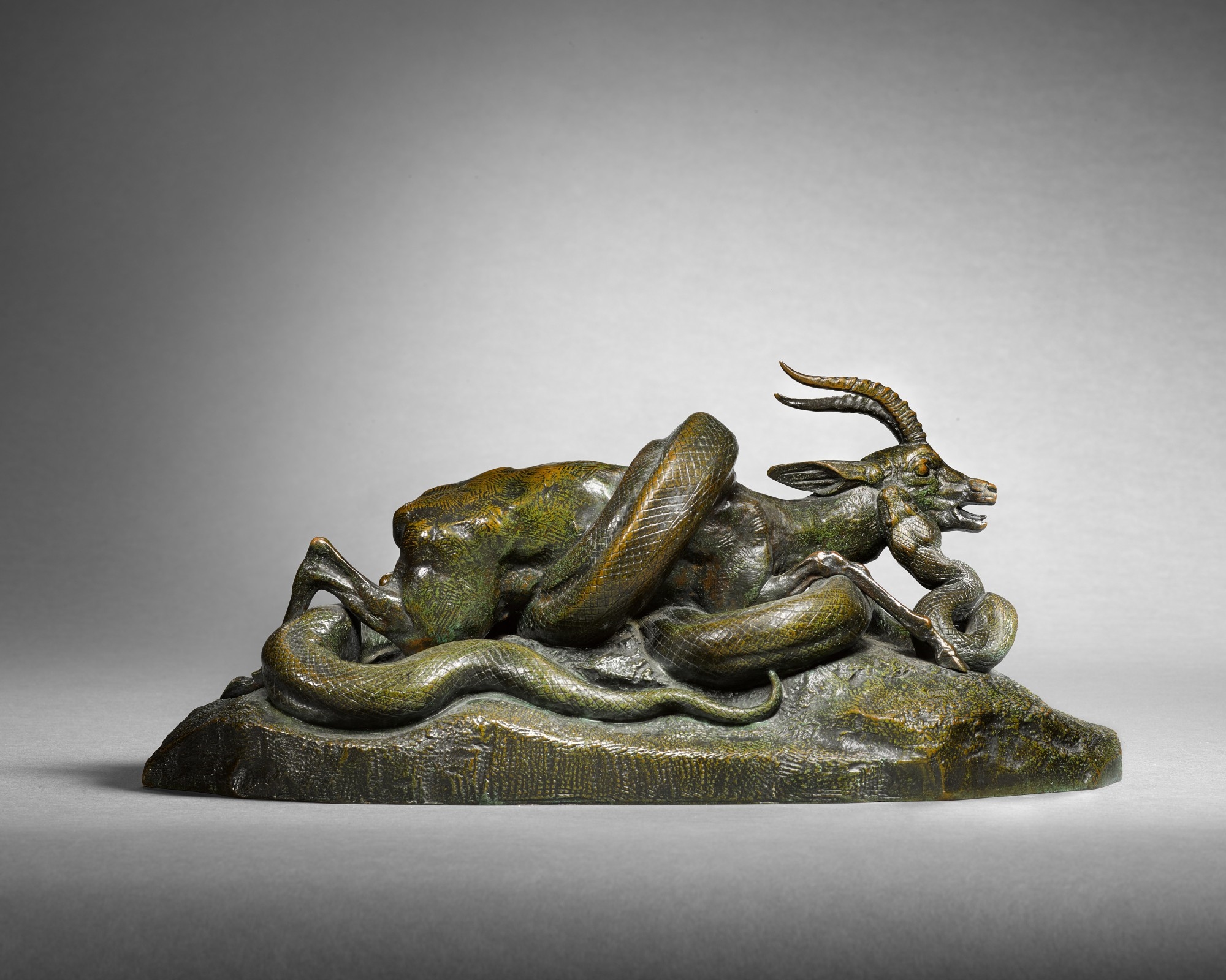 Antoine-Louis Barye | Python enlaçant une gazelle (Python Crushing a ...