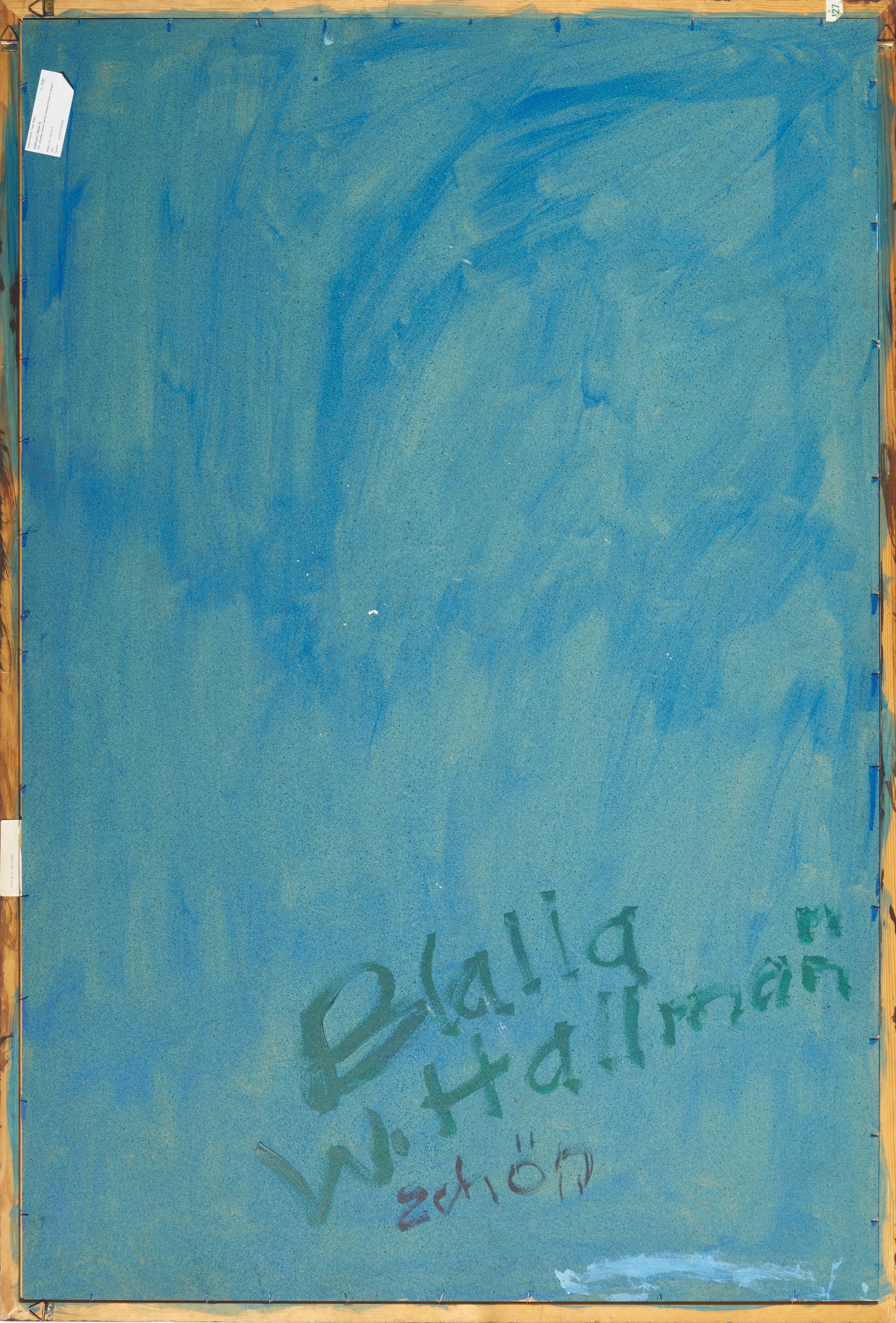 Artwork by Blalla W. Hallmann, "Draußen stehen welche verdammt sauer im Regen"., Made of Acrylic and modelling clay on fibre