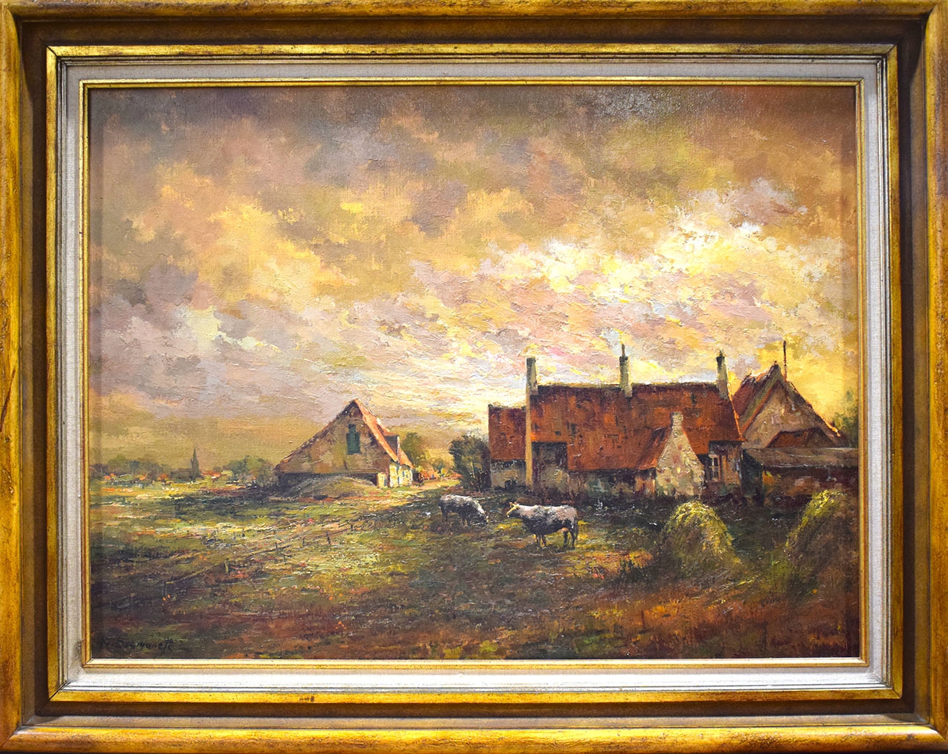 Artwork by Robert Desmarets, View of the farm, Made of Oil on canvas