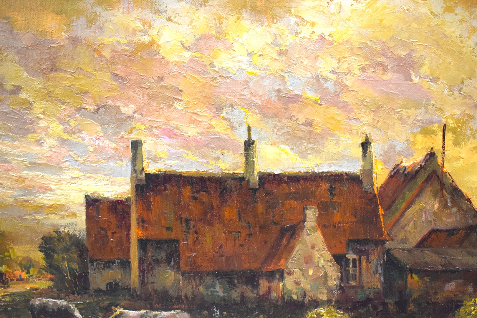 Artwork by Robert Desmarets, View of the farm, Made of Oil on canvas
