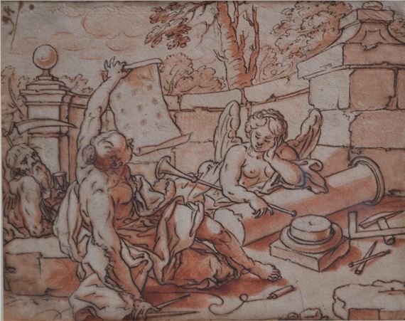 Allégorie de l'Architecture accompagnée du Temps et de la Renommée by German School, 18th Century