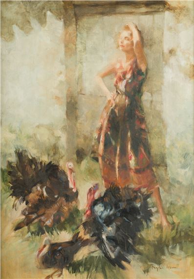 NYDIA LOZANO.Alginet, Valencia (1947). "La pavera". Óleo sobre lienzo. Firmado en el ángulo inferior derecho. 92 x 65 cm. - Nydia Lozano