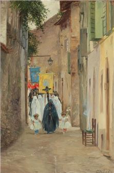 Corpus Dominus Procession i Gargnano ved Lago di Garda - Cilius Andersen