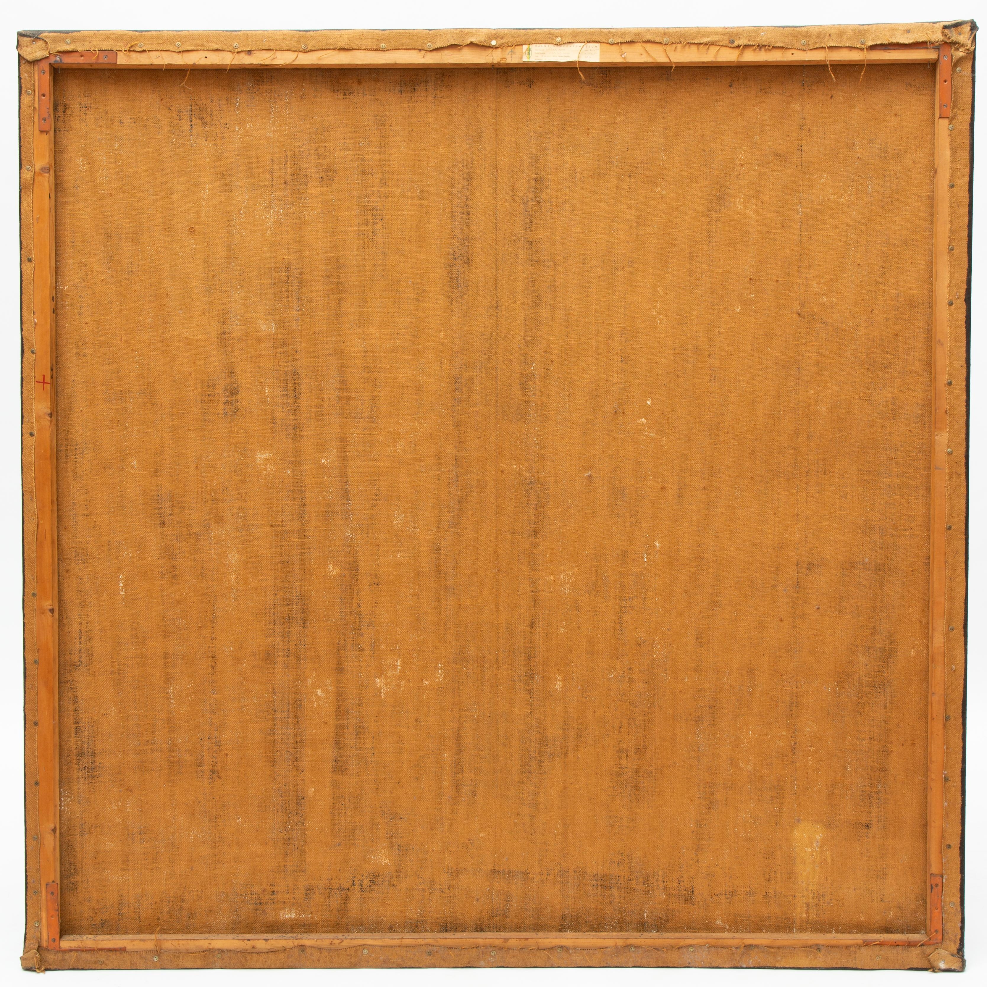 Artwork by J.C.J. van der Heyden, Drie maal drie (Three Times Three), Made of oil on burlap