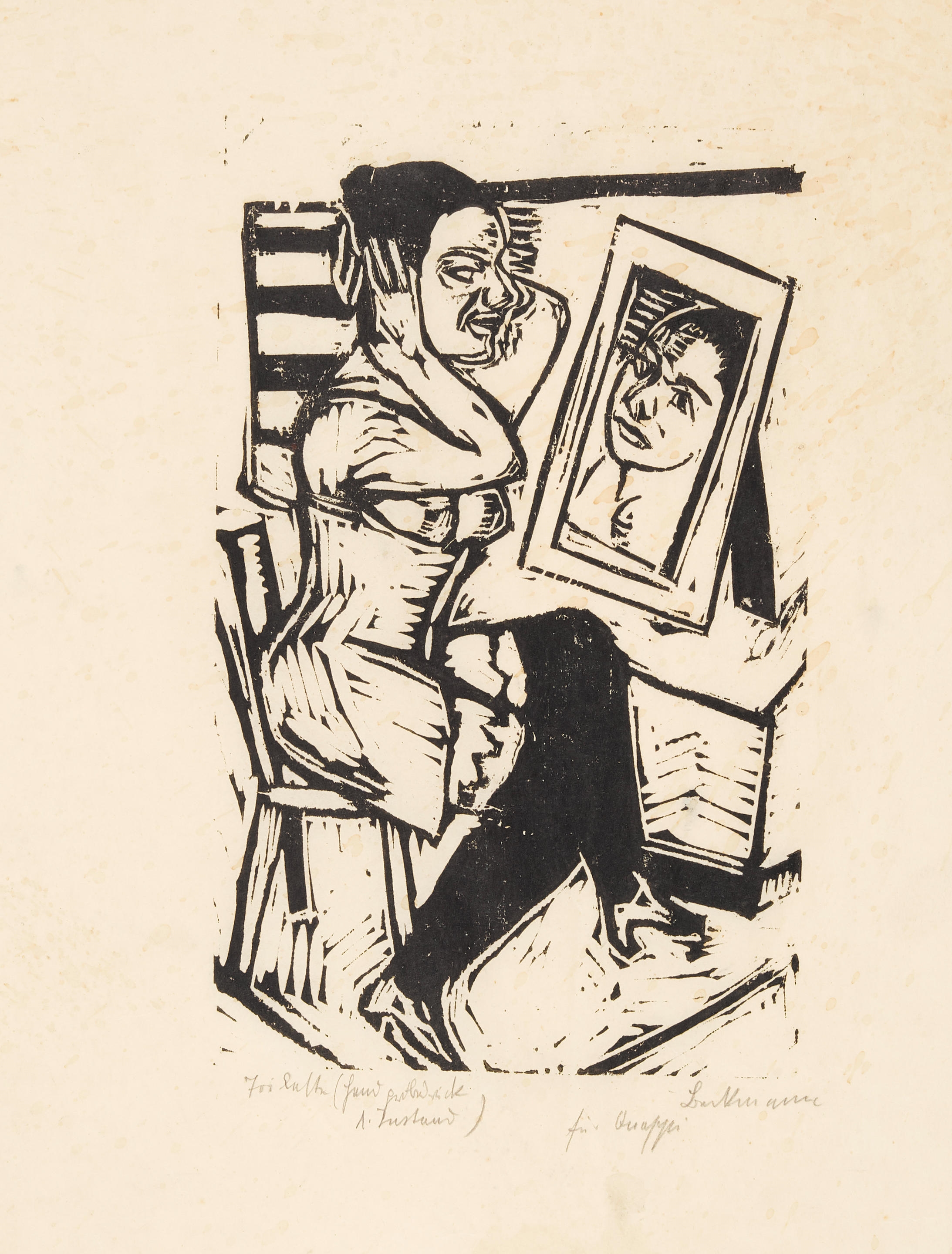 Artwork by Max Beckmann, Toilette, Made of Woodcut on Japan paper