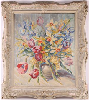 A still life study of spring flowers in a vase - Dorothy Patchett