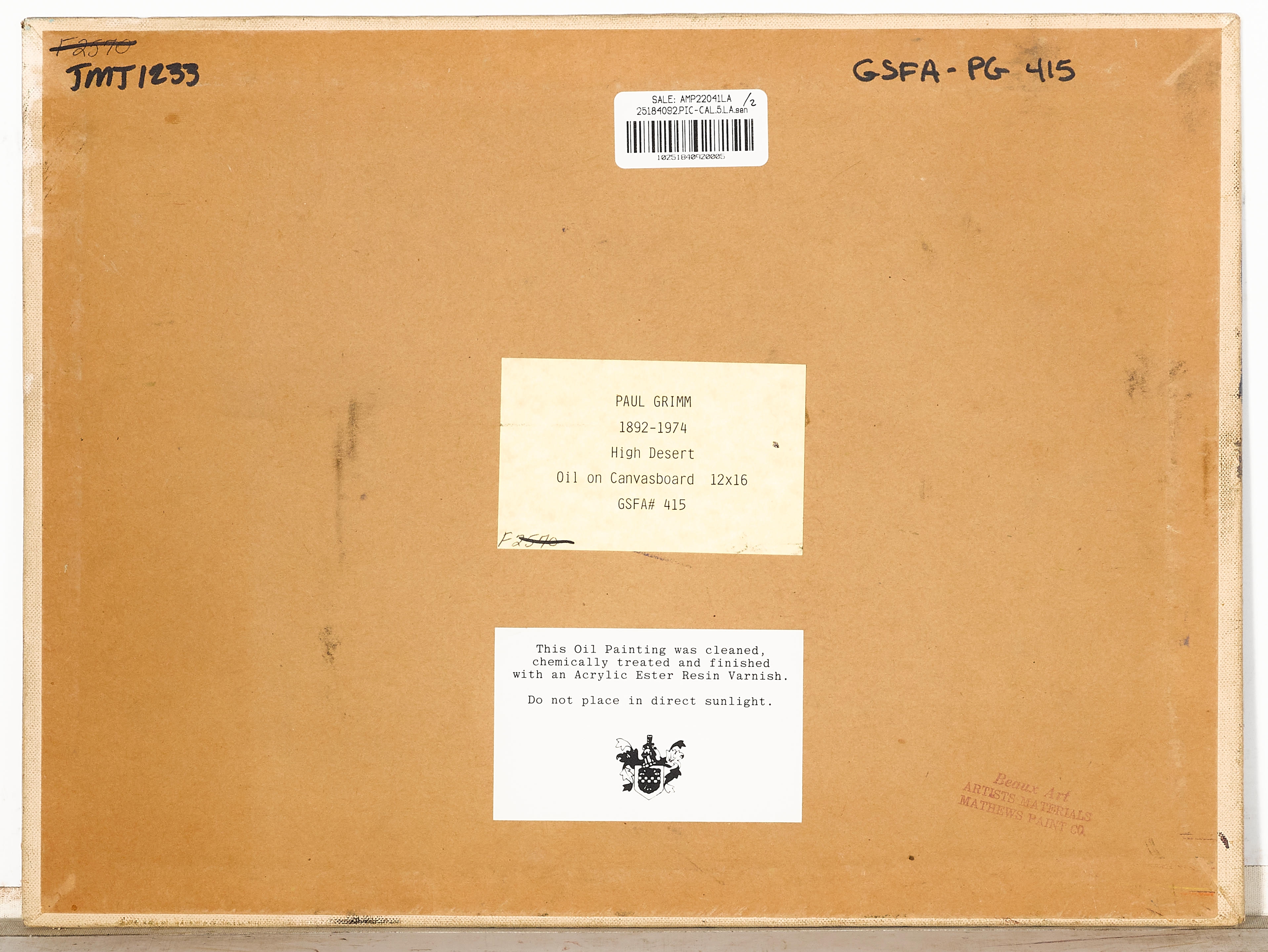 Artwork by Paul Grimm, High Desert and San Jacinto (a group of two), Made of oil on board