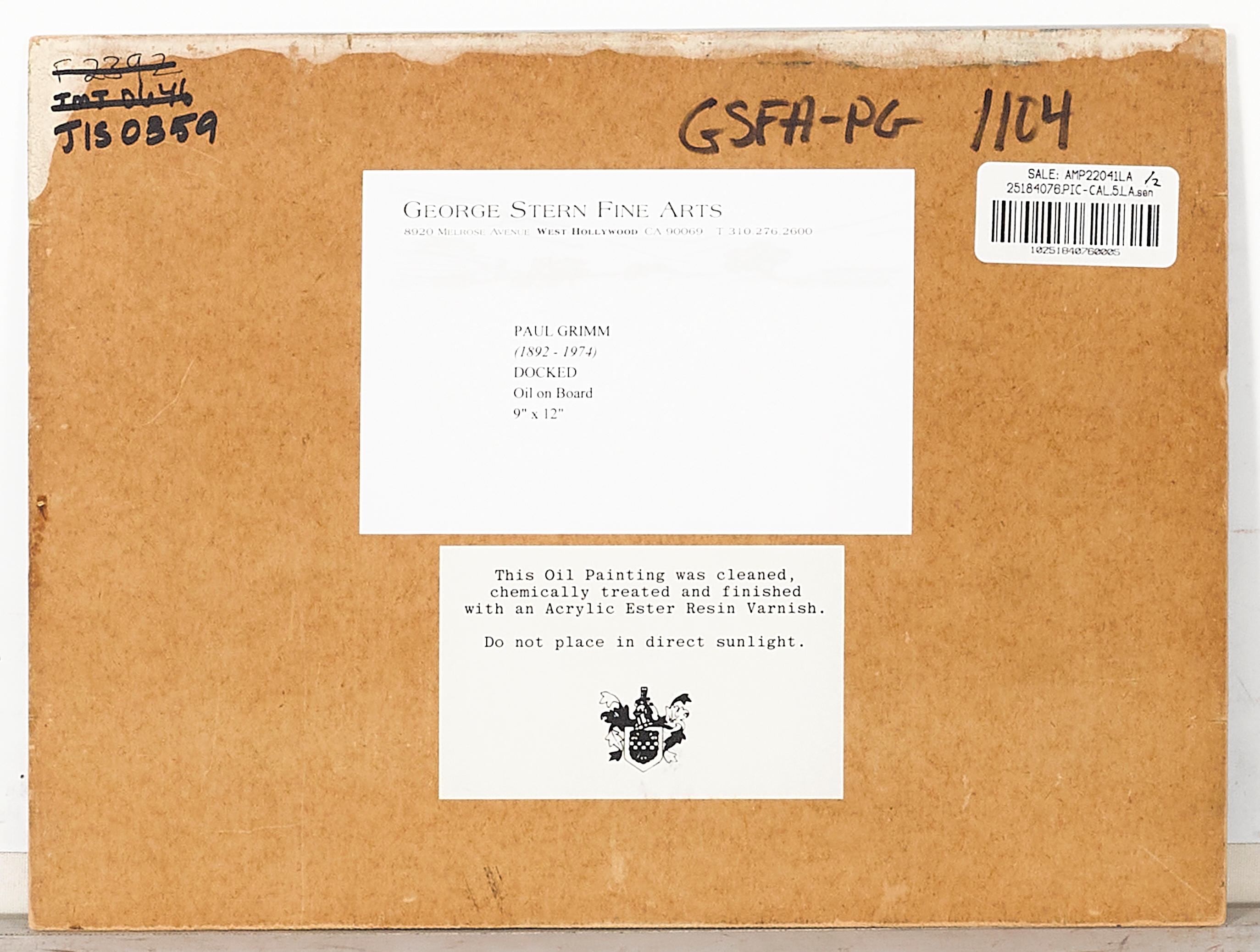 Artwork by Paul Grimm, Docked and Harbor Ship (a group of two), Made of oil on board