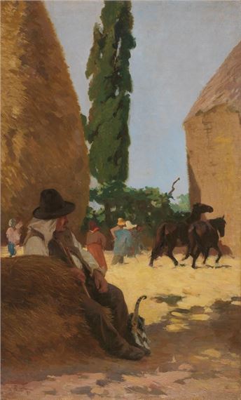 LA BATTITURA DEL GRANO - IL NONNO BISTA by Francesco Gioli, 1879
