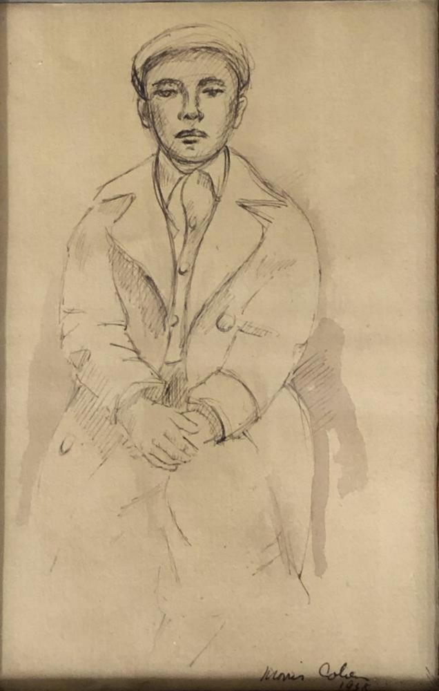 Artwork by Morris Cohen, Seated Boy, Made of ink and wash on paper