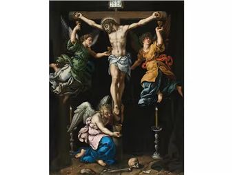 CHRISTUS AM KREUZ MIT ENGELN (EIGENTLICH „ENGEL SAMMELN DAS BLUT CHRISTI AM KREUZ“) - Frans Pourbus the Elder