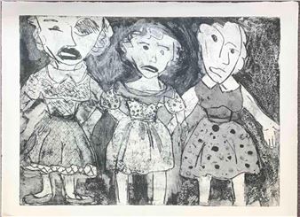 Three doll-like girls in a row - Jessica Lenard