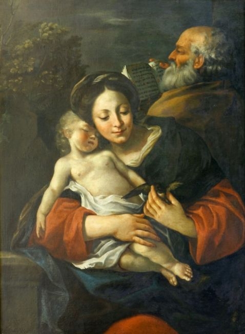 Artwork by Lorenzo Garbieri, Madonna mit Kind und Stieglitz, Made of Oil on canvas
