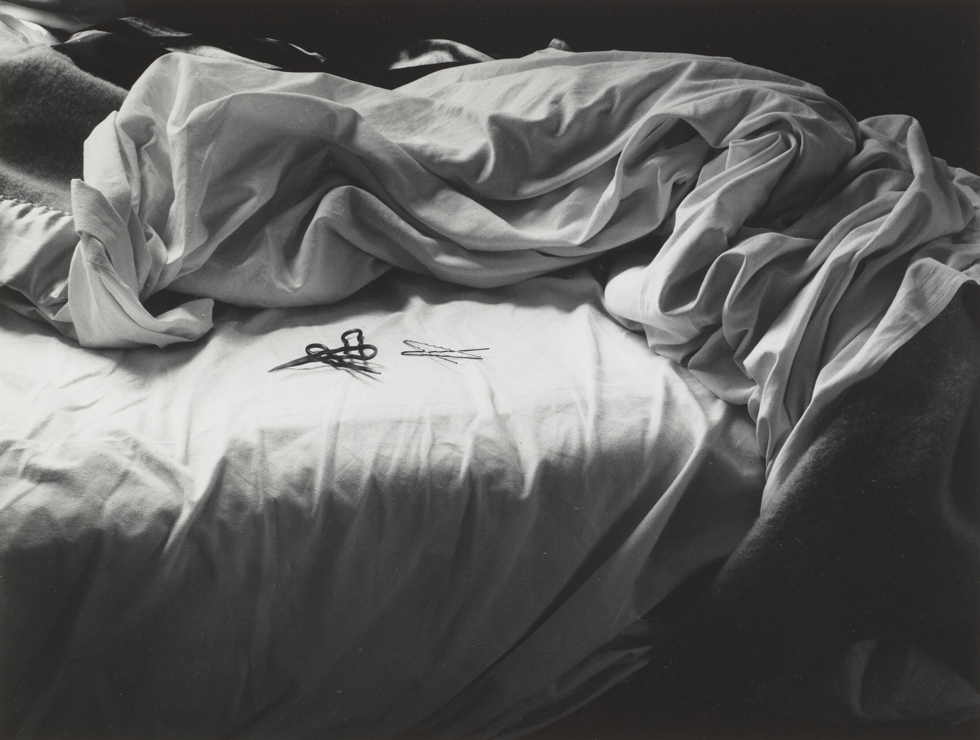 Artwork by Imogen Cunningham, The Unmade Bed, 1957, Made of gelatin silver print, mounted on board