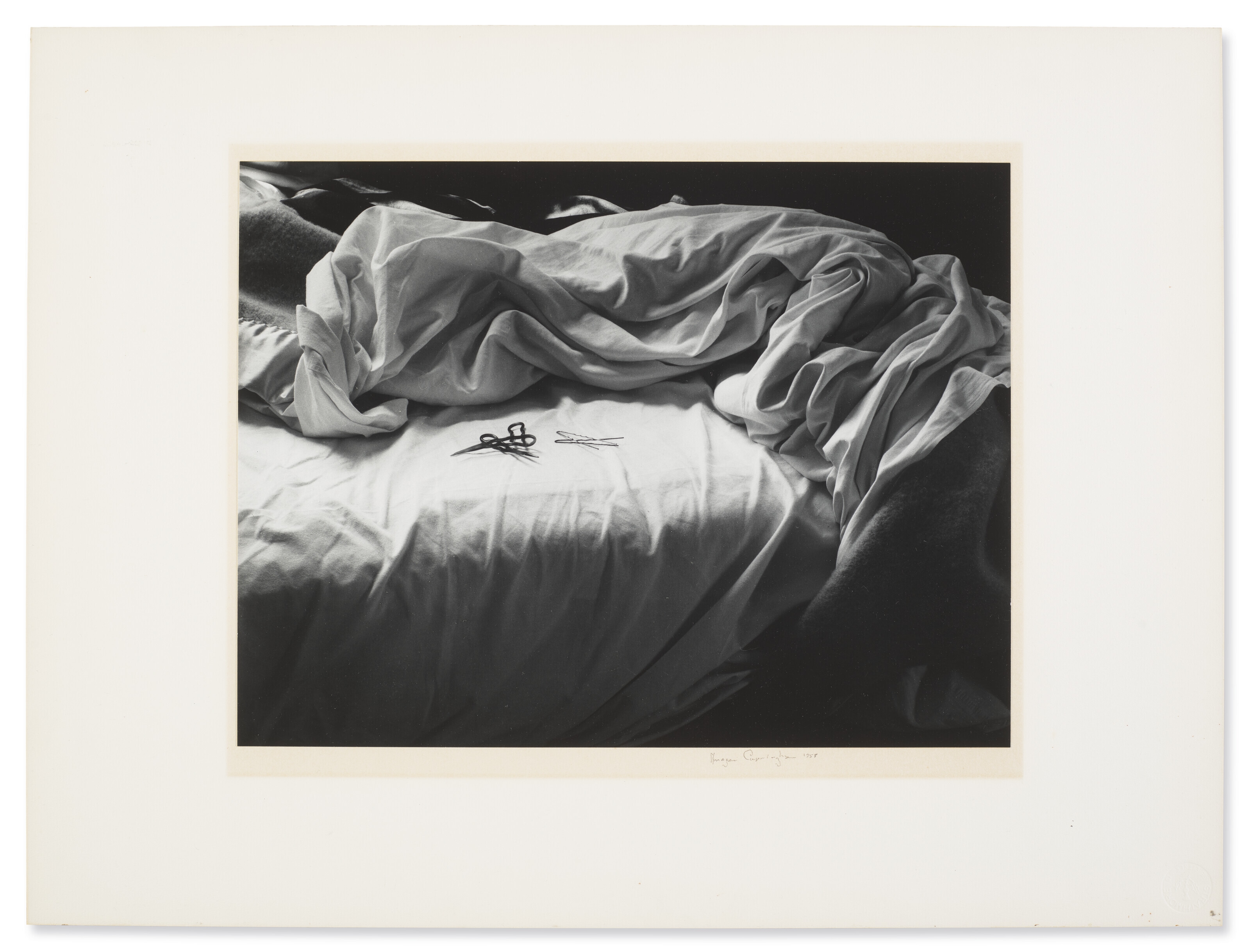 Artwork by Imogen Cunningham, The Unmade Bed, 1957, Made of gelatin silver print, mounted on board