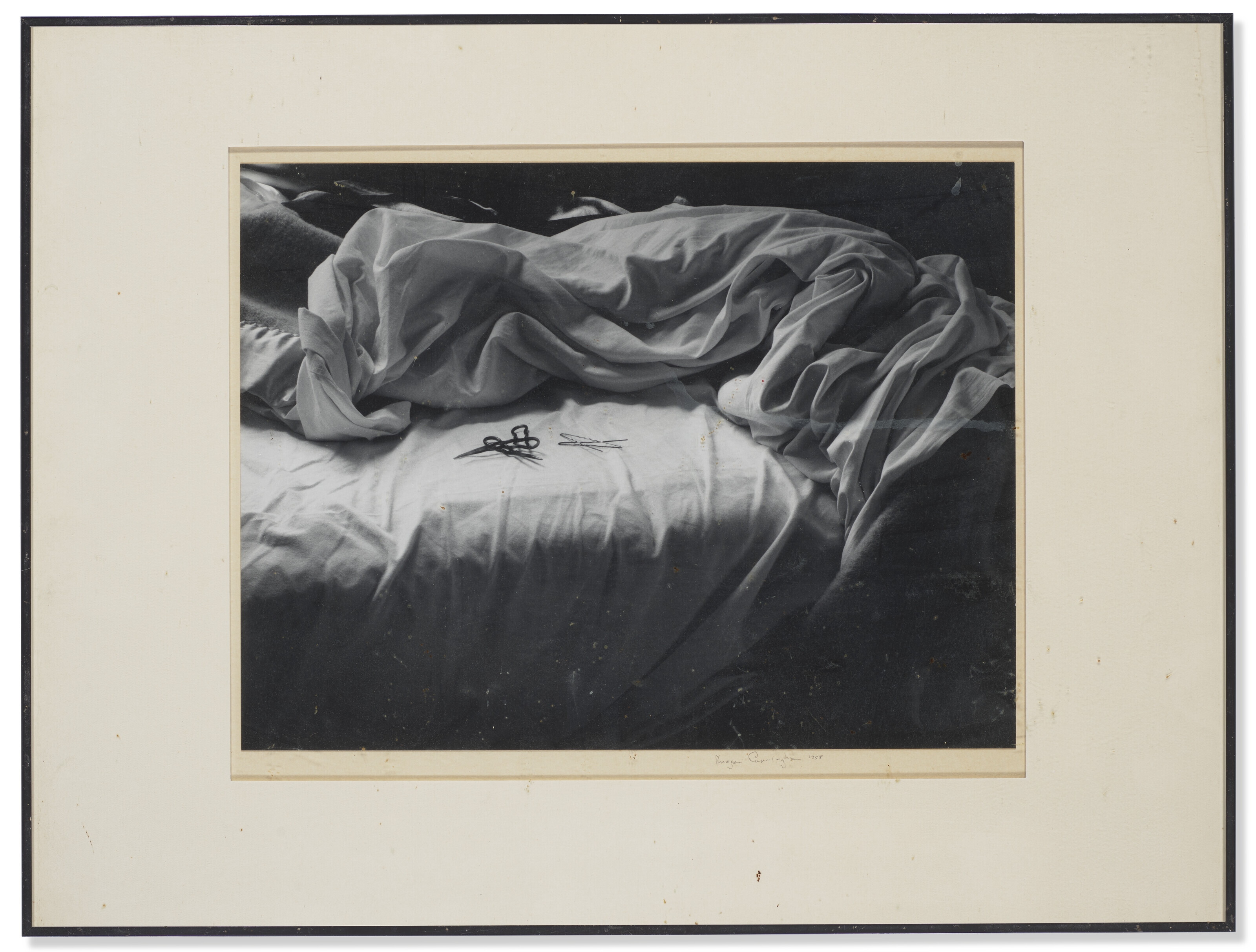 Artwork by Imogen Cunningham, The Unmade Bed, 1957, Made of gelatin silver print, mounted on board