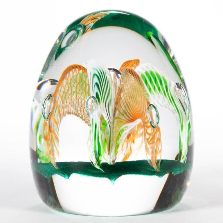 Paul Ysart FILIGREE FOUNTAIN ART GLASS PAPERWEIGHT (Circa 1960) MutualArt