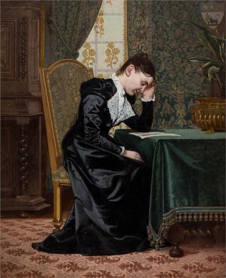 Young woman with a letter by Henri Taurel, 1900