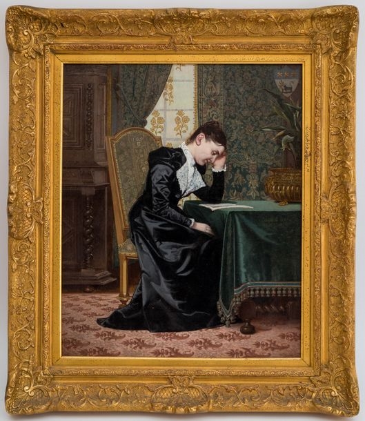 Artwork by Henri Taurel, Young woman with a letter, Made of oil on canvas