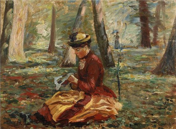 Woman sitting on the grass by Emil Carl Lund