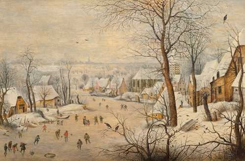 Artwork by Pieter Brueghel the Younger, Winter landscape with bird trap., Made of Oil on panel