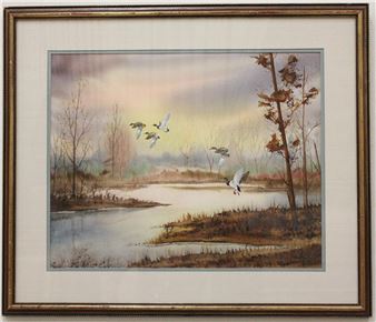 Mallards in flight over wetlands - Elaine Janet Hoffman