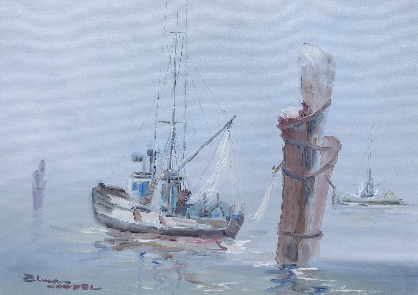 Artwork by Elmar Koppel, Trawler, Made of Acrylic on canvas board
