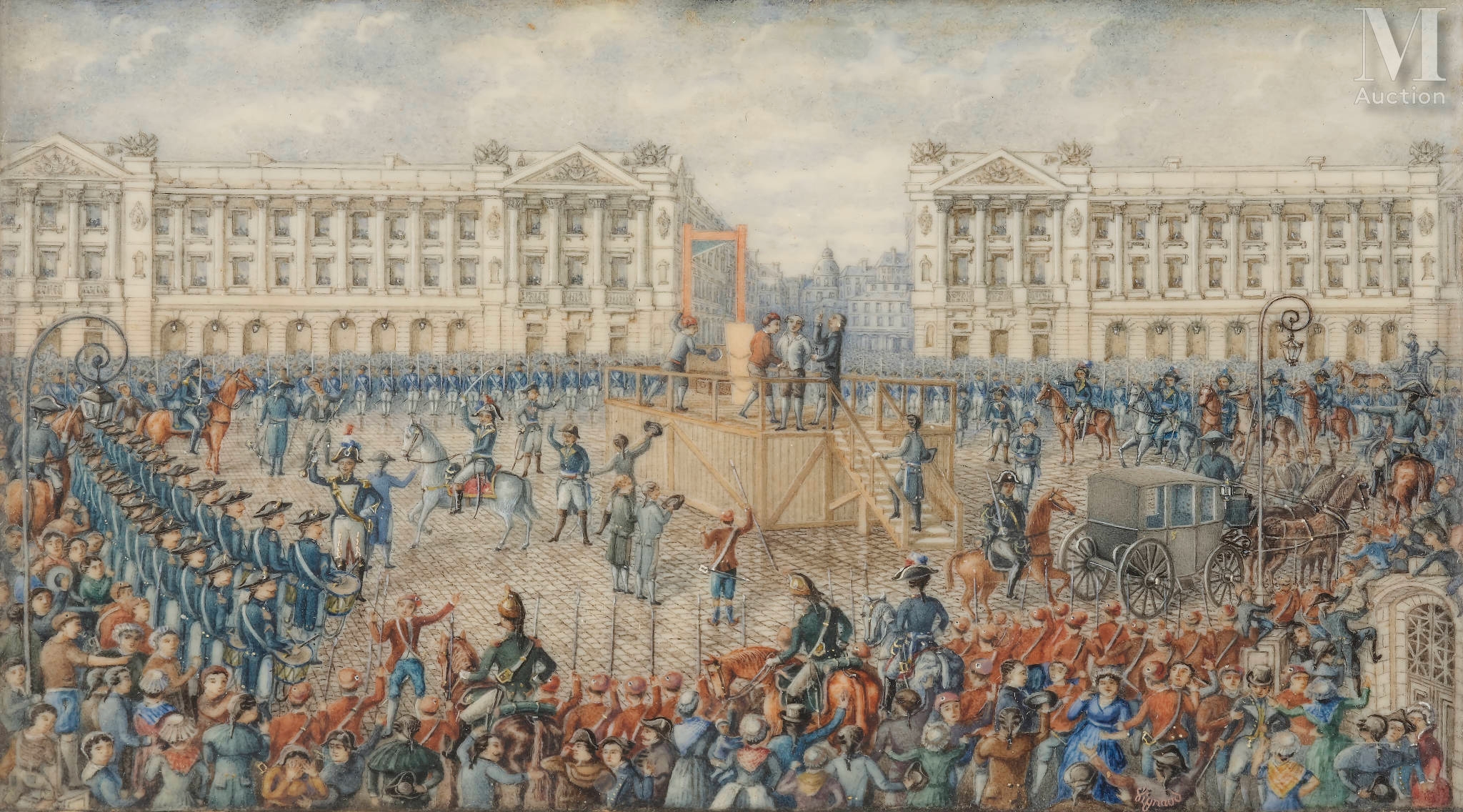 Artwork by Jean Vignaud, French School, 19th Century, La mort de Louis XVI, Made of Gouache